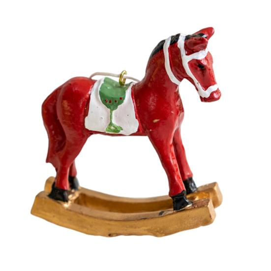 Christmas Hanging Horse Figurines Resin Rocking White Horse Ornament Eye-catching Festive Atmosphere Decorations