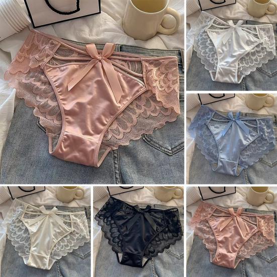 Women's Sexy Lace Lace Low Rise Hipster Underwear Soft Floral Panties Seamless Sheer Mesh