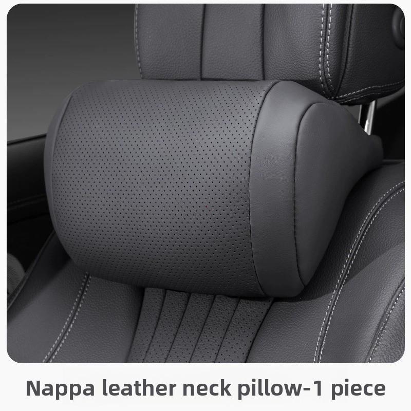 Роскошный подголовник для автомобильного сиденья из кожи наппа, универсальный, для интерьера автомобиля, защита сиденья, подушка для шеи, мягкий и пушистый, подходит для всех сезонов