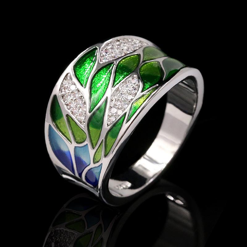 European and American Women's Rings Colorful Enamel Flowers Fashionable Personalized Accessories