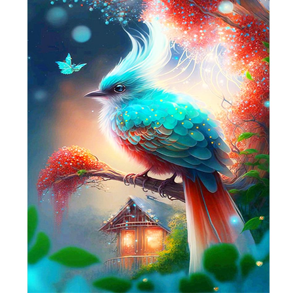 Frame Bird Painting By Numbers For Adults Kits Colorful Animals Drawing Coloring By Numbers Starter Kit For Home Decors 40x50cm