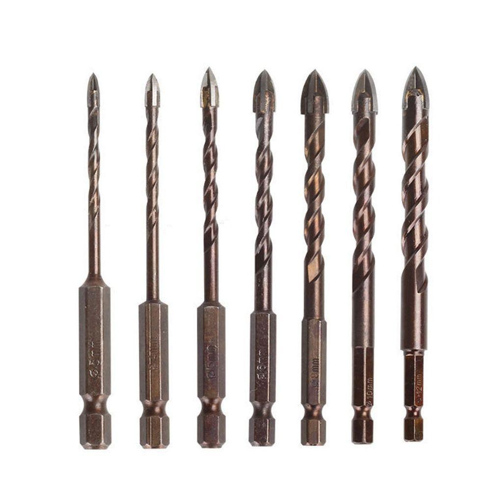 Concrete Spiral Screw Drill Bit Set Metric Composite Tap Cross Hex Tile Cutting Drilling Polishing