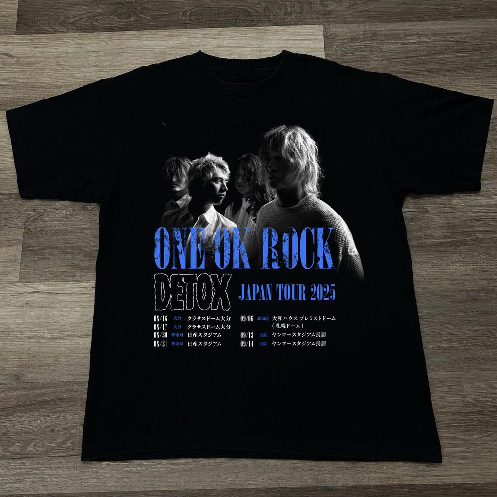 ONE OK ROCK DETOX JAPAN TOUR 2025 Cotton Black Full Size Unisex T Shirt BT1206