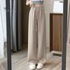 Wide Leg Pants for Women High Elastic Waist Casual Loose Straight Pants Satin Long Trousers for Summer Spring Fall