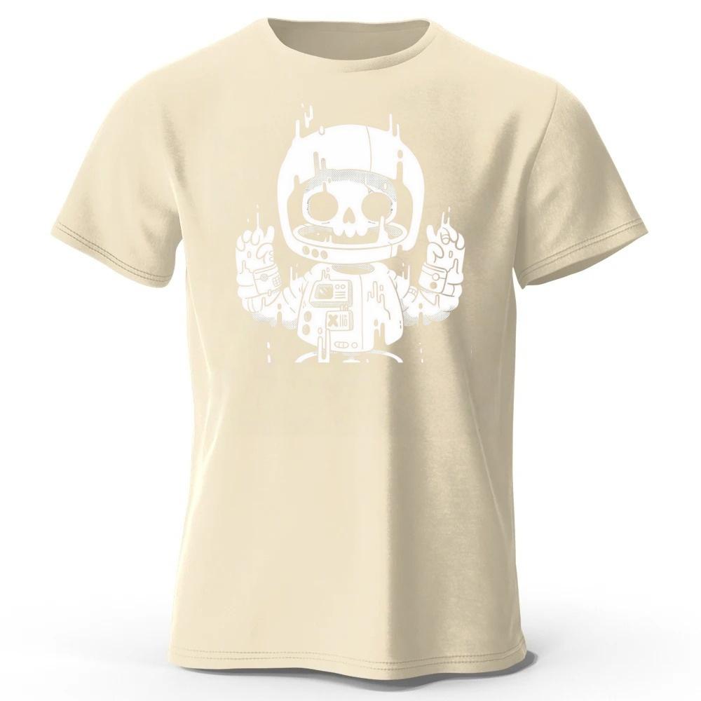 Creative Astronaut Skull Print Pure Cotton Tshirt 2026 New Menwomen Loose Oversized Short Sleeved Tshirt Casual Daily Wear