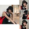 Summer Black Chic Bucket Hat For Women Versatile Japanese Korean Style Material Acrylic