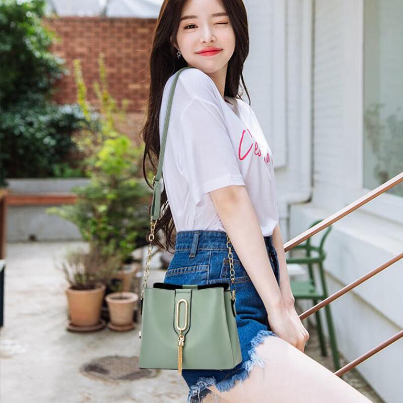 Yogodlns Модная женская сумка-ведро через плечо, винтажная дизайнерская сумка-мессенджер с кисточками, высококачественная сумка через плечо из искусственной кожи, простая сумка