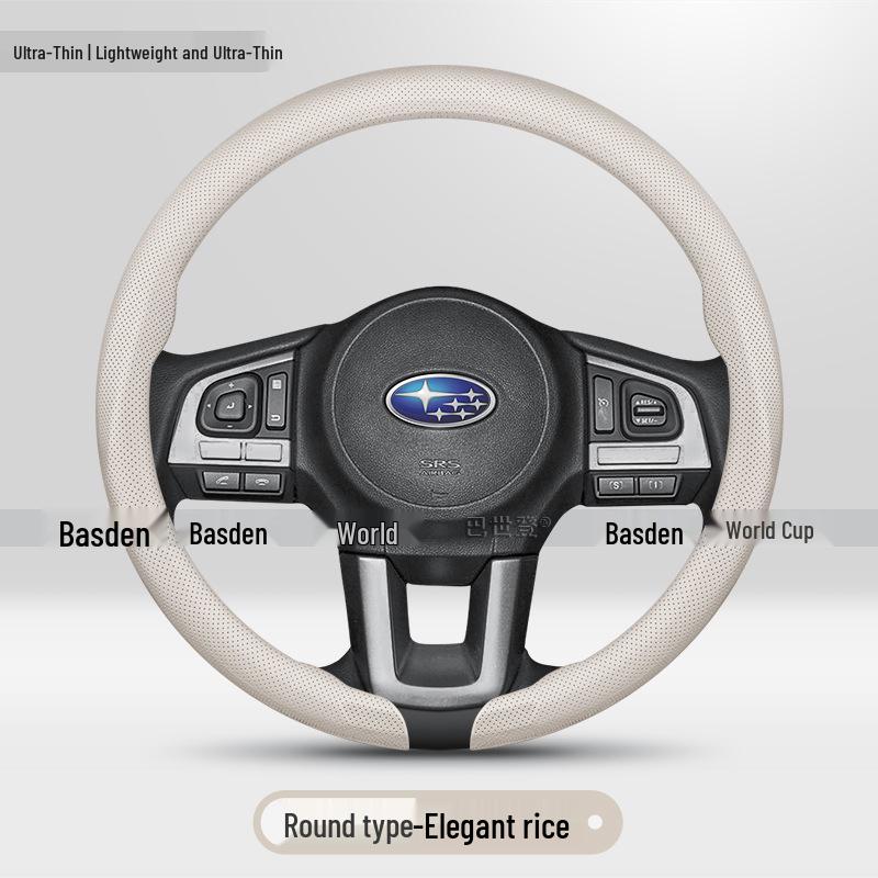 Genuine Leather Steering Wheel Cover for Subaru WRX, Crosstrek, XV, Forester, Outback, Levorg, BRZ