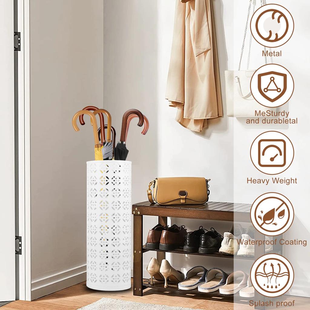 Новая стойка для зонта, металлический круглый полый держатель для хранения зонта, держатель для трости для дома, прихожей, офиса, отеля