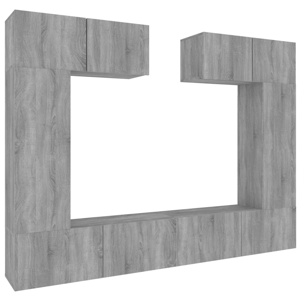 6 piece TV cabinet set grey Sonoma particleboard
