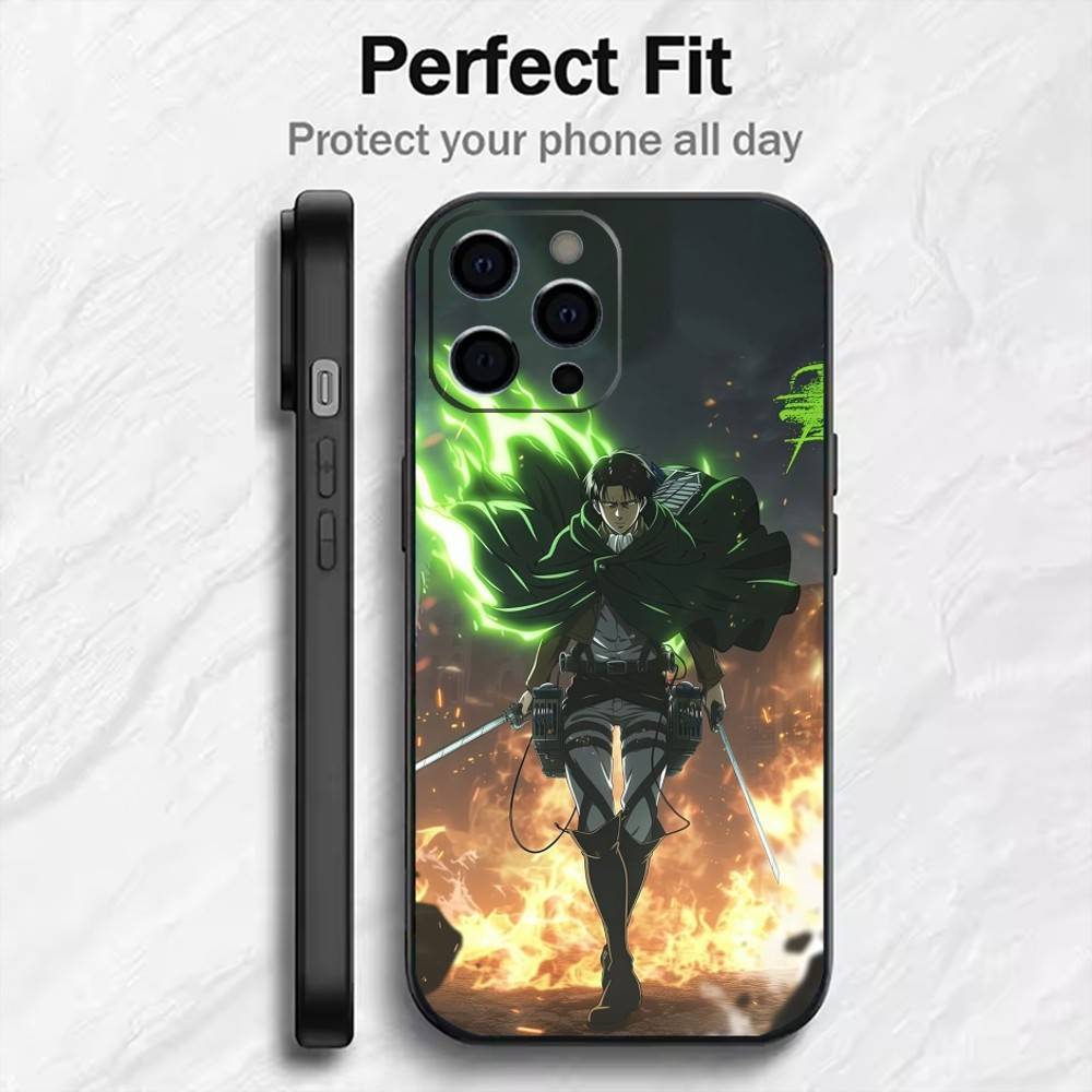 Суперзахватывающий Чехол для телефона A-Attack-On-Titan Для iPhone17,16,15,14,13,12 Plus,Max Мягкий Силиконовый Черный Чехол