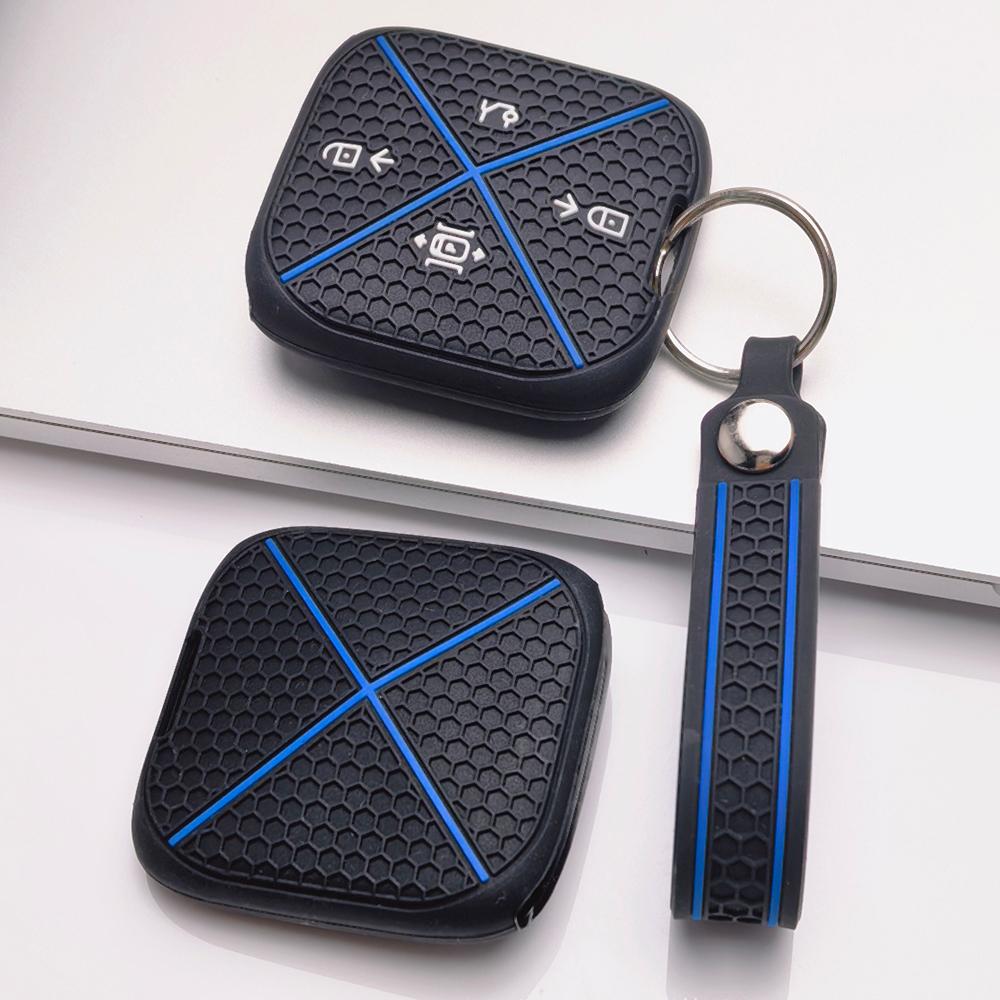 Silicone Remote Key Cover for Zeekr Zeekr 001 Zeekr 009 Zeekr X Zeekr 007 with Keychain Honeycomb Texture Anti Scratch Key Fob Protector