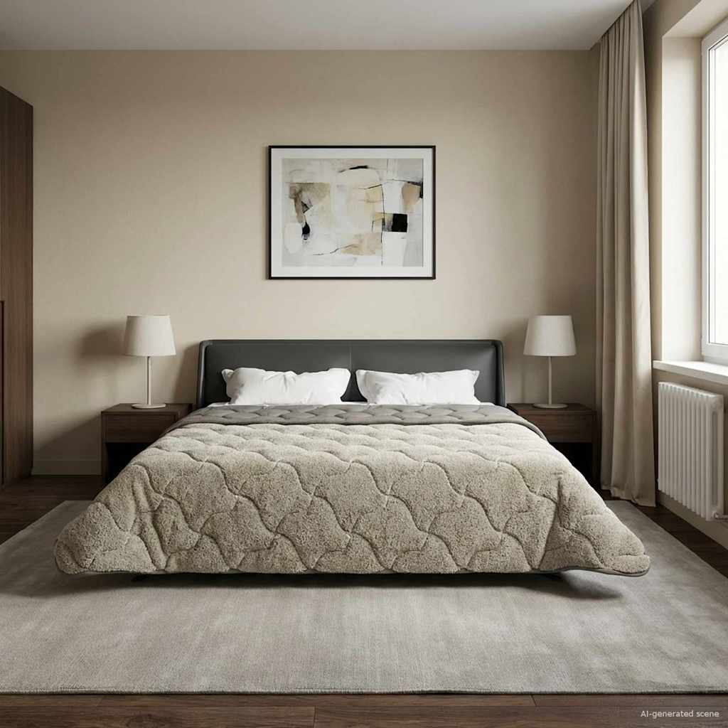 Summer Duvet Light Grey 200 x 200 cm Microfiber and Teddy Fleece