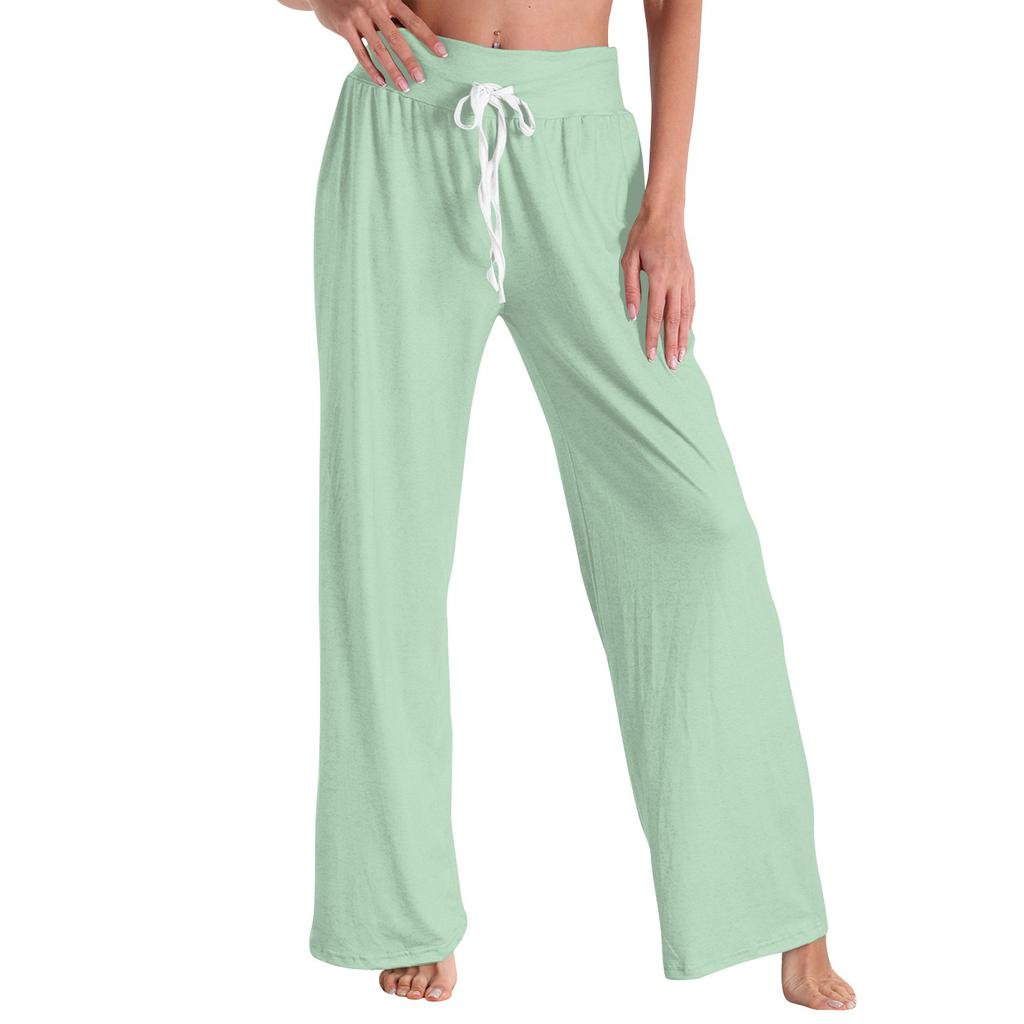 Женские модные повседневные удобные пижамные штаны, однотонные, с принтом, на шнурке, широкие брюки