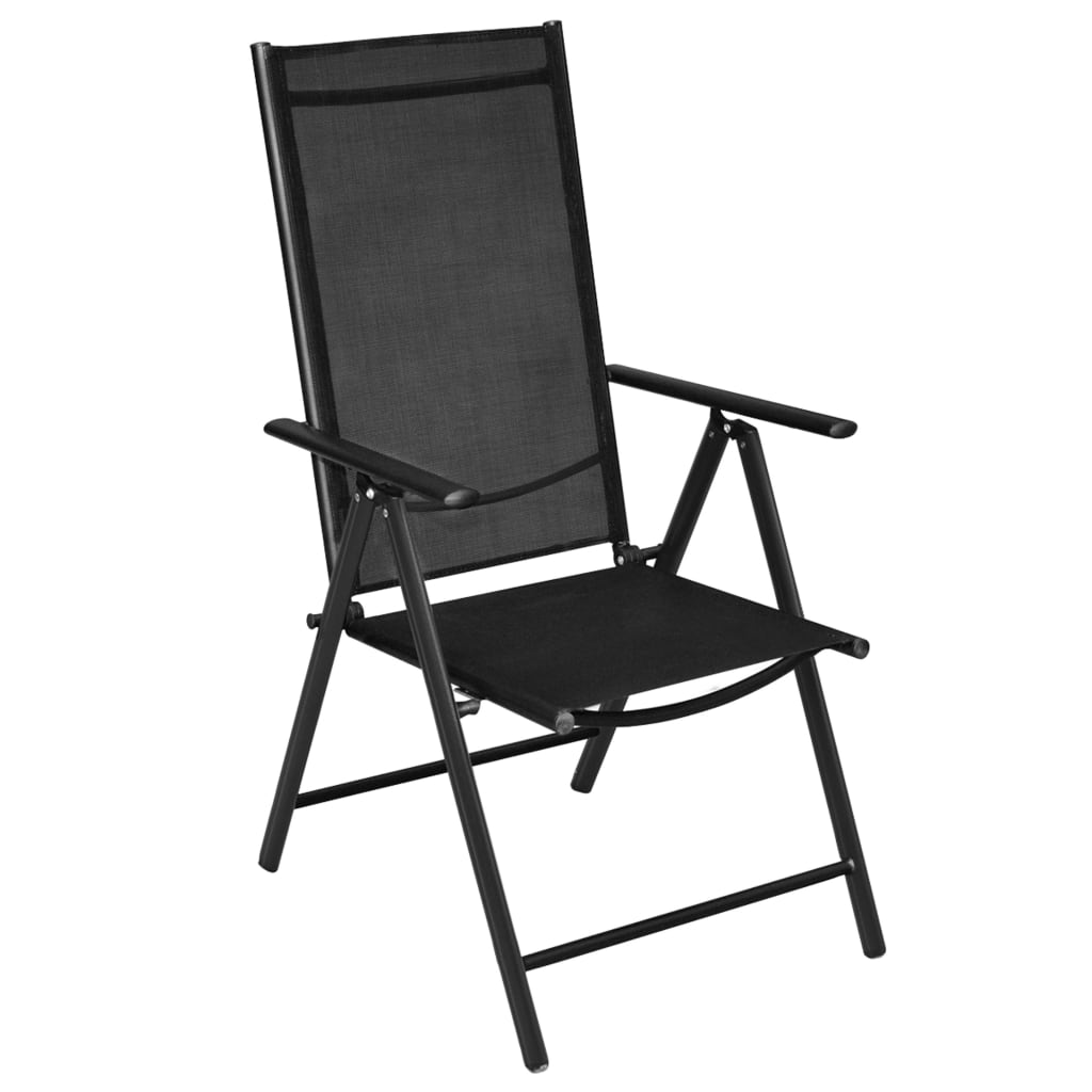 Folding Garden Chairs 2 pcs Aluminum and Textilene Black