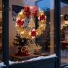 Indoor Festive Atmosphere Christmas Wreath Static Window Sticker, Decorative Decals for Glass Doors And Windows, Holiday Scenery Accessories Removable