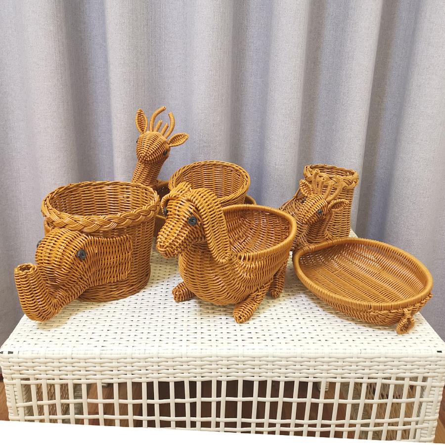 Корзина для хранения Фруктовница Полка для журнального столика в гостиной Креативная Современная Домашняя Пластиковые Плетеные Корзины Настольные Декоративные