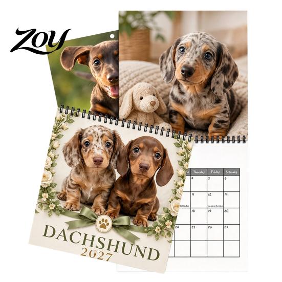 Thick Paper Monthly Calendar 2027 Dachshund Dog Wall Calendar, 12 Month Hanging Planner, Jan Spiral Bound 2027-Dec Theme for Home Office Organizing