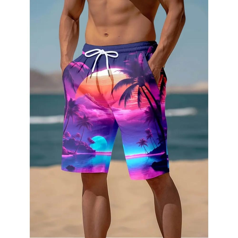 3D Кокосовые Пальмы Печать Пляжные Шорты Пальма Графика Board Shorts Для Мужчин Лето Новые Харадзюку Гавайские Крутые Купальные Шорты