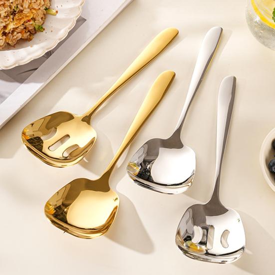 Суповая ложка из нержавеющей стали Кухонный столовый прибор Ложка Большая головка Сервировочный половник для ресторана кафетерия