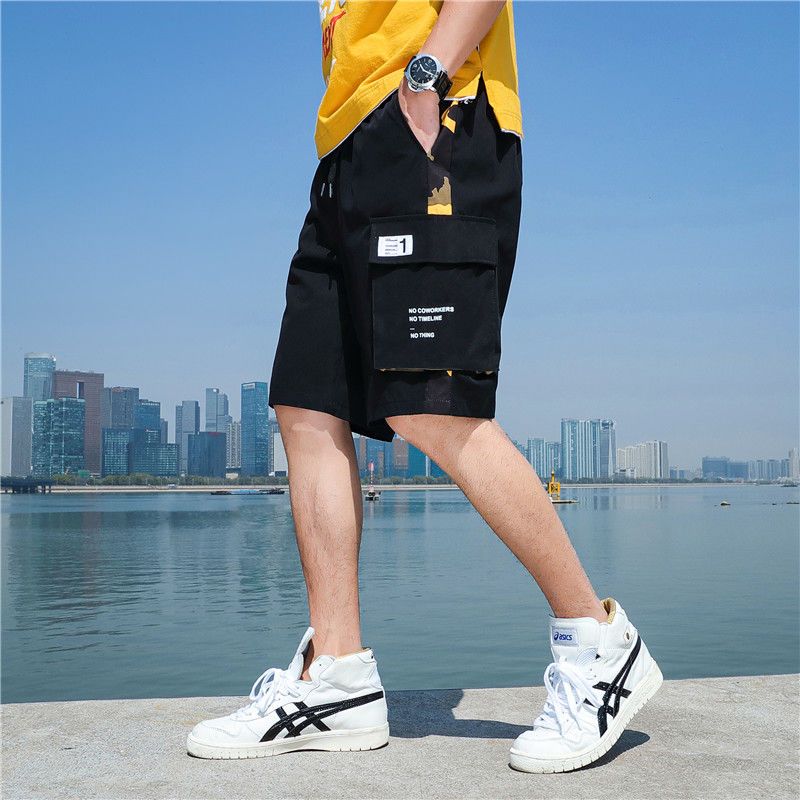 Шорты, мужские летние универсальные брюки с пятью точками на шнурке, свободные прямые комбинезоны, молодежные шорты