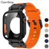 Case+Soft Strap for Apple Watch Ultra 2 Band 49mm 45mm 44mm Metal Stainless Steel Connector TPU Bracelet Iwatch 9 8 7 6 SE 5 4