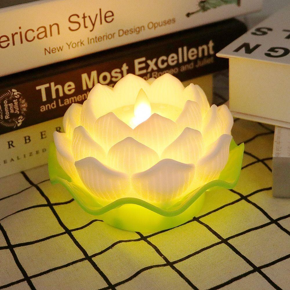 Creative LED Lotus Candles Flameless Desktop Lamp Romantic Night Light  Child Holiday Gift