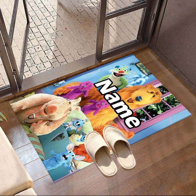 Custom Name Personalized Bear in the Big Blue House Print Carpet, Versatile Home Decor Rug, for Playroom, Apartment, Balcony, Entryway, Hallway Gift