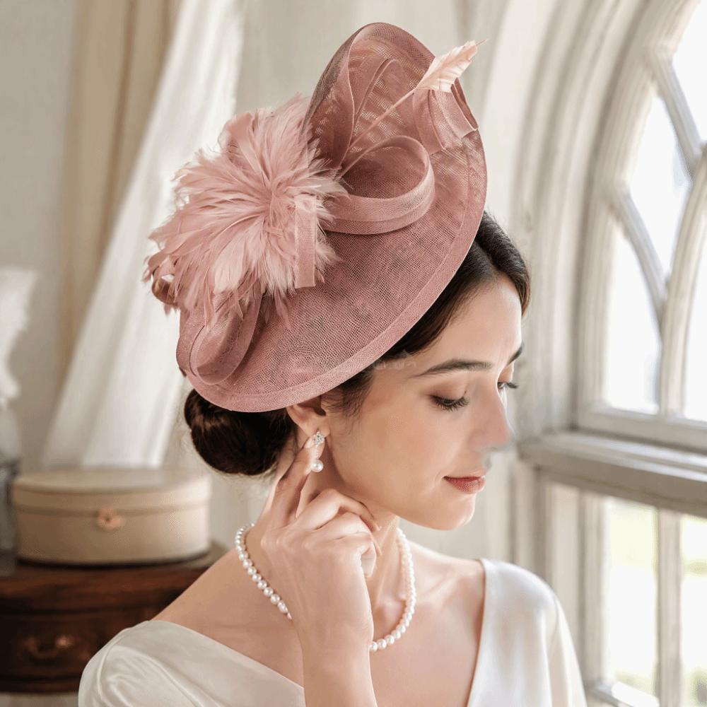 Elegant Vintage Kentucky Hat Linen Tea Party Hat Fashion Bridal Headband Lady