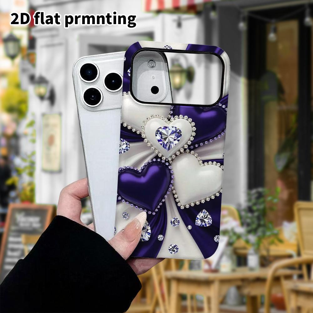 Phone Case: 2D flat design suitable for iPhone 18, 17, 16, 15, 14, 13 Pro film protective case, couple style, multiple hearts, Christmas and Halloween