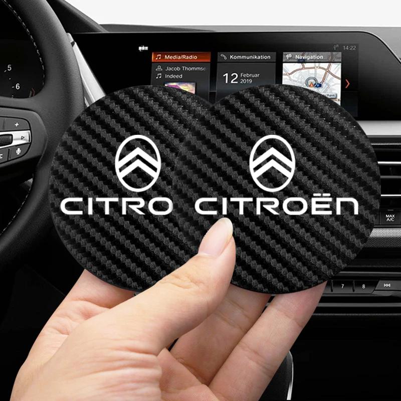 OAUH2 2Pcs Car Coasters Water Cup Mats Waterproof Slot Pads For Citroen VTS DS3 DS4 DS5 RD3 Cross Berlingo Xsara Spacetourer CelyseeC6