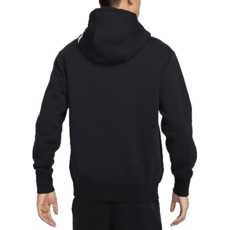 Nike Club Letter Print Fleece Lined Hooded Fashion Sweatshirt Men's Black FZ1039-010