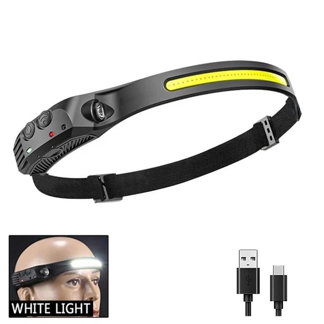 1-10Pcs Tricolor LED Sensor Headlamp Built-in Battery USB Rechargeable Head Flashlight Outdoor Camping Fishing Emergency Lamp