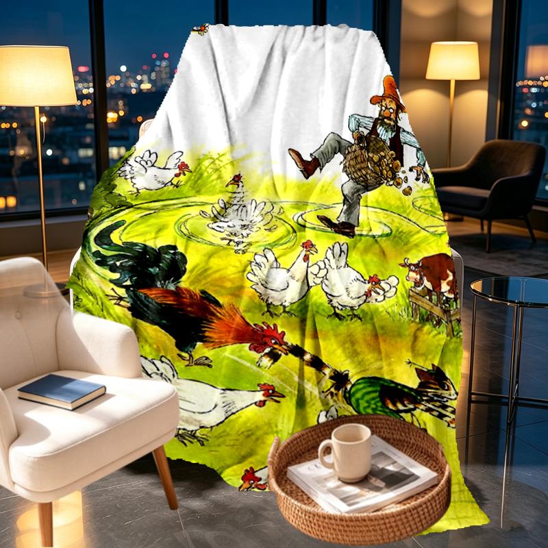 Pettersson und Findus Print Blanket - Soft & Comfortable, for Bedroom, Travel, Sofa, Home Decoration - Birthday Christmas Gift for Friend