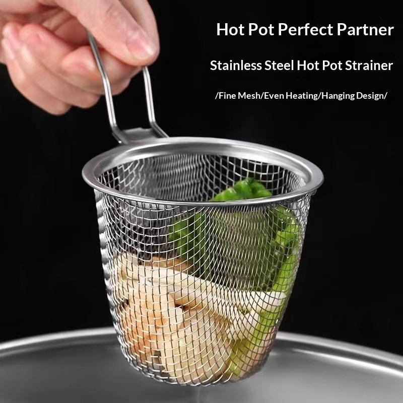 Stainless Steel Mesh Strainer Fine Mesh Durable Handle For Home Kitchen Noodle Frying Draining