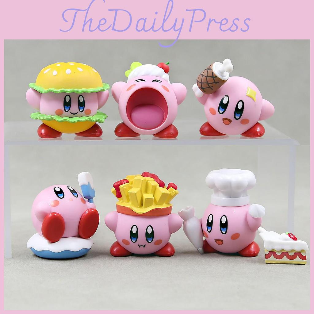 6 Delightful Style Kirby Food Figurines Pvc Cute Anime Character Decor Car