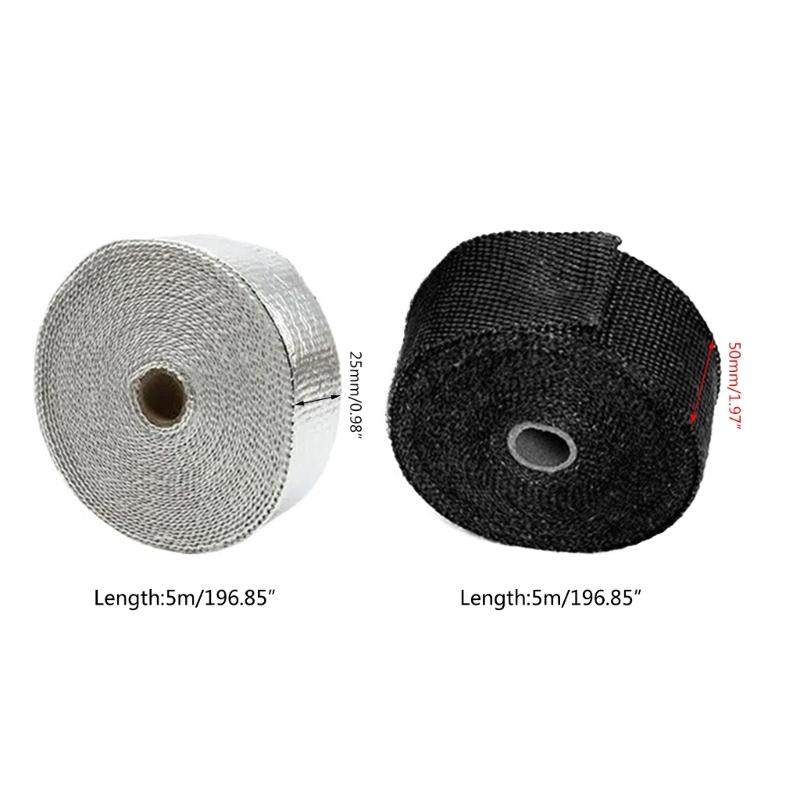 5M Термолента для выхлопной системы Коллектор Приемная труба Высокотемпературная Бандажная лента Мотоцикл