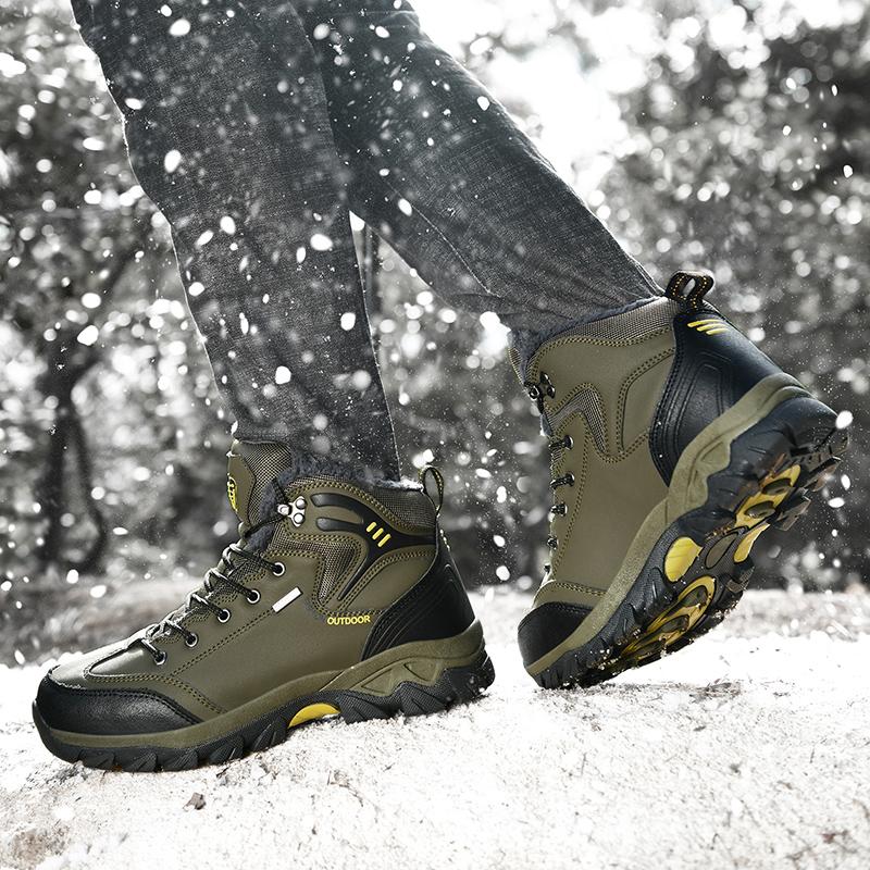 39-47 Мужская бархатная уличная обувь с высоким берцем, обувь для скалолазания большого размера, теплые походные ботинки для волос