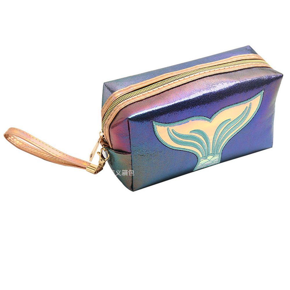 Fashion Mermaid Pattern PU Leather Cute Lovely Cosmetic Bag Laser Bag Makeup Bag Storage Bag