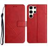 For Samsung Galaxy S26 Ultra Case Line Pattern Wallet Leather Phone Cover with Wrist Strap