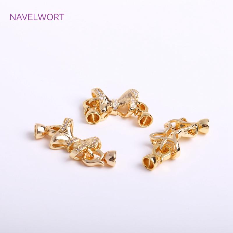 Trendy 18K Gold Plated Bowknot Pearl Clasp Connector For Bracelet Necklace Making Accessories DIY Jewellery Making Supplies
