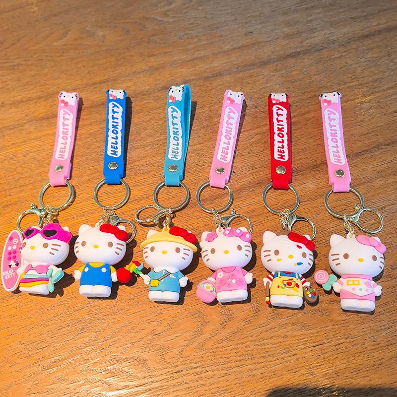 Ключница Kt Sanrio Фигурка кота Kt Брелок Курамицу Студенческий Маленький Подарок Каваи Милые Персонализированные Подарки Мода Y2k Игрушки Аниме