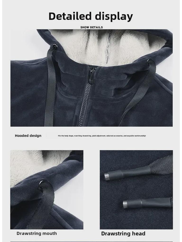 Men's Fleece Hooded Cardigan & Sweater Suit - Warm Casual Wear for Autumn/Winter