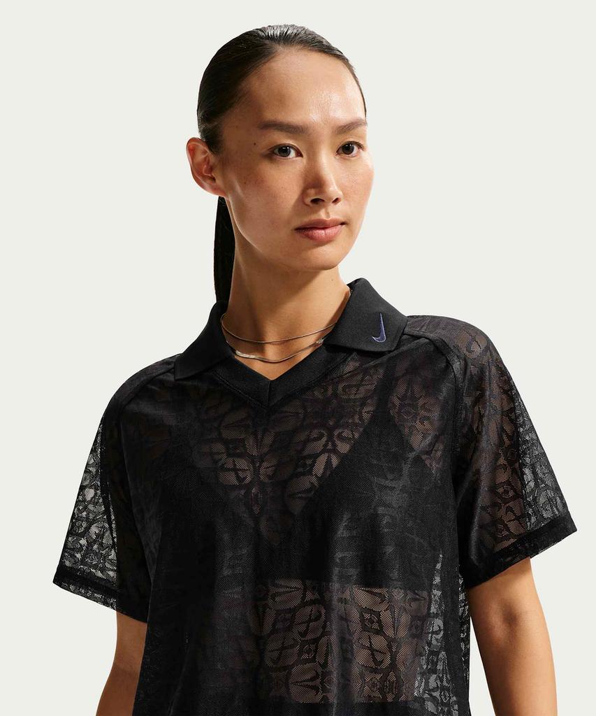 NIKE Sportswear Loose Lace Polo Jersey Top W - Black:White / If0521-010