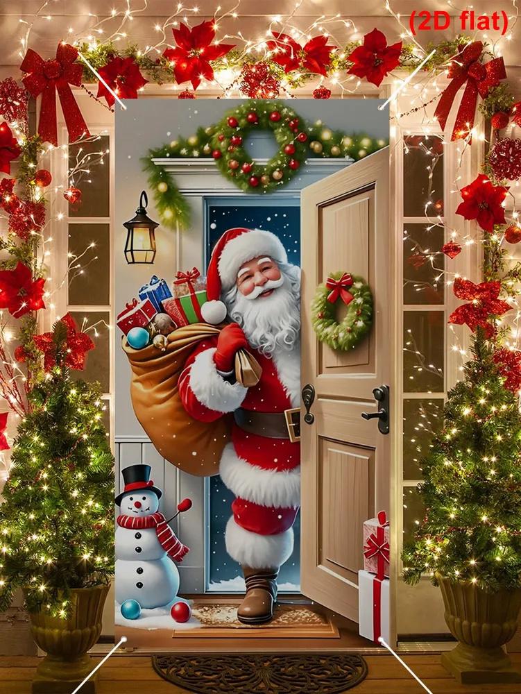 Christmas Creative Decorations Door Cover Banner Hanging Cloth