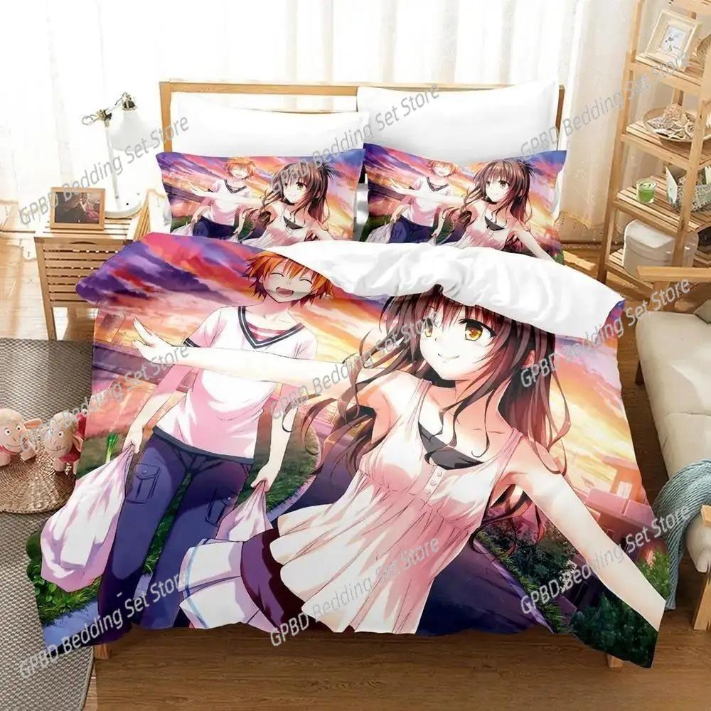 Аниме Yami To LOVE Ru 3D Комплект постельного белья Пододеяльник Наволочки Односпальный Двуспальный Полный Queen King Размер Домашний Декор Покрывало Подарок для Мальчиков