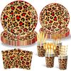 96 шт. Скатерть Набор посуды Салфетка Леопард Принадлежности для вечеринки Мальчики Дети Женщины