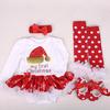 New Christmas Long Sleeved Dress Fluffy Princess Dress Newborn Baby Gift Shoes Four Piece Set On The Head