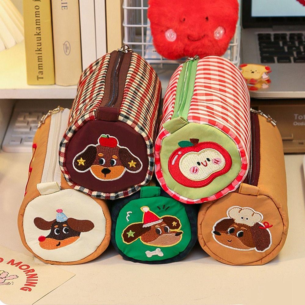 Футляр для ручек с вышивкой в виде рулета, сумка для хранения на столе, сумка для ручек в клетку, сумка для хранения канцелярских принадлежностей для студентов