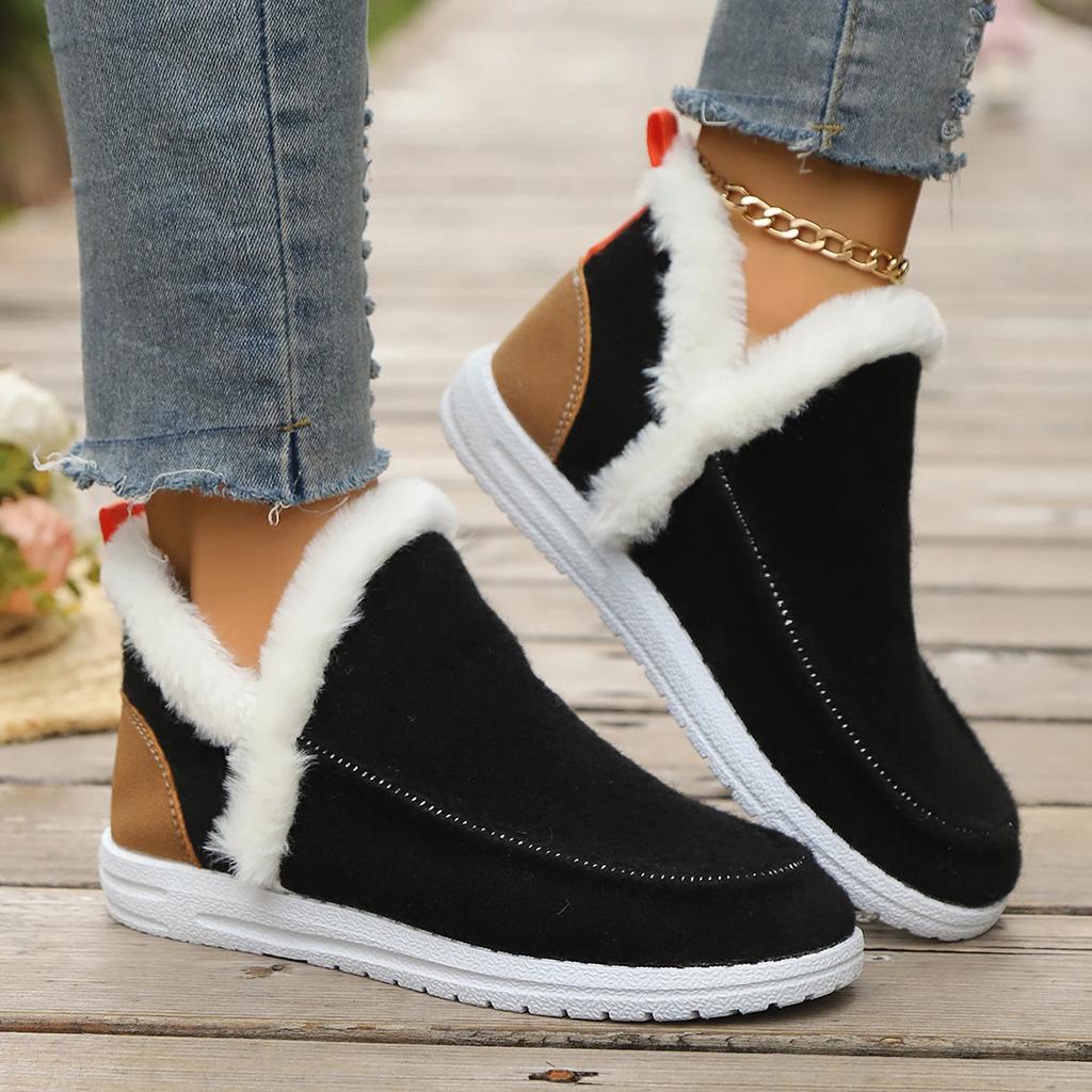 Fashion Women's Winter High-top Cotton Shoes Outdoor Non-slip Women Lightweight Ankle Snow Boots Round-toe Warm Short-tube Women's Shoes